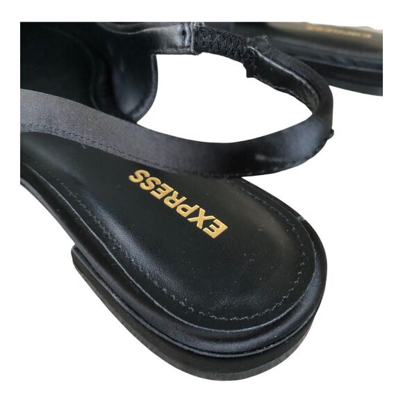 Express Women's Rhinestone Embellished Bow Pointed Toe Slip On Flats Black Sz 8 - Picture 8 of 10